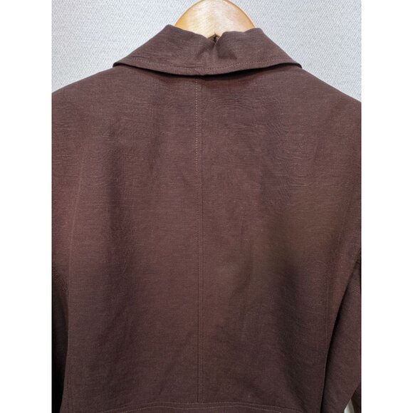 Larry Levine Women's Linen Blazer Size 20W Brown Two Button Belted Stretch - Picture 11 of 13